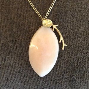 32" LONG NECKLACE Golden Bohemian Rose quartz
